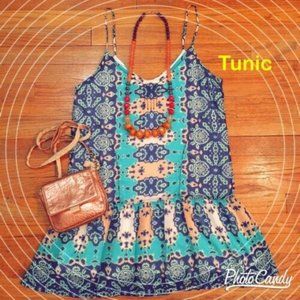 GRAY Saks Fifth Ave Sheer Kaleidoscope Tunic Dress